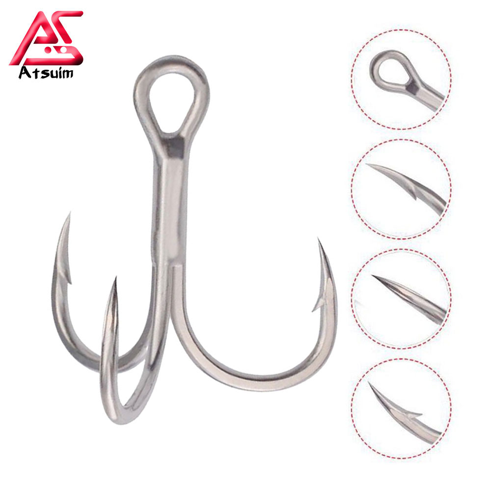 Fishing Hook Assortment - AS 100 個トレブルフック​​ 4X 強力な釣りジグフックブラベッドシャープトリプル海釣りフックアシストフックルアートレブルジグルアーフック